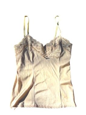 Vintage Lace Trim Camisole Nude Coquette Lingerie XS